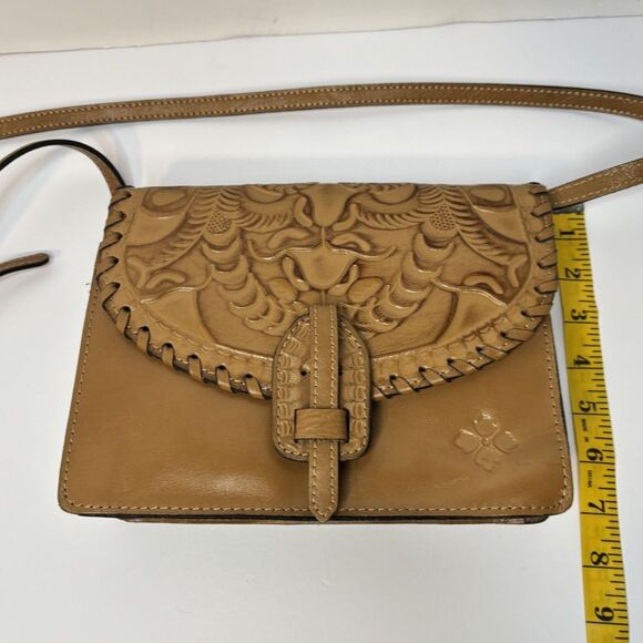 PATRICIA NASH Lanza Tooled Burnished Tan Leather Crossbody Bag Organizer Purse - Picture 10 of 10